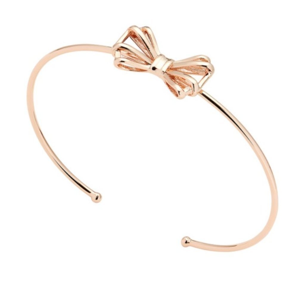 Ted Baker Sennya Sweetie GOLD Geometric Bow Ultrafine Cuff Bangle - Picture 2 of 4